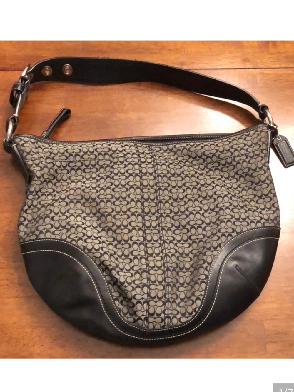 Classic Coach Black and Gray Shoulder Bag